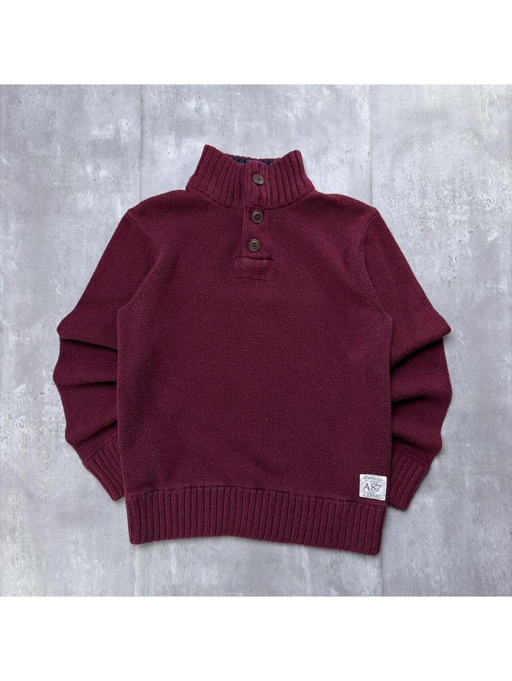Y2K Burgundy Aeropostale Grunge Knit Button Up Sweater